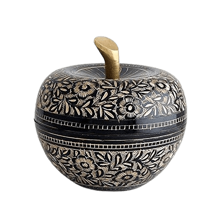 BRASS APPLE HAND ENGRAVING CANDLE CONTAINER (BLACK)